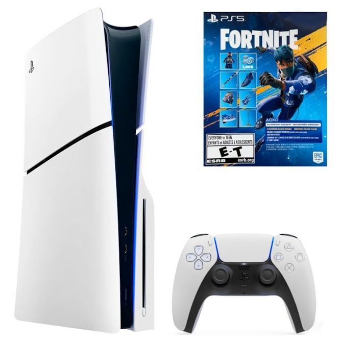 Sony Console PlayStation 5 Slim 1TB Leitor de Disco Bundle Fortnite Flowering Chaos CFI-2115 Bivolt - Branco-12076792-4b7d-47f6-a7e6-ee35566b8e44