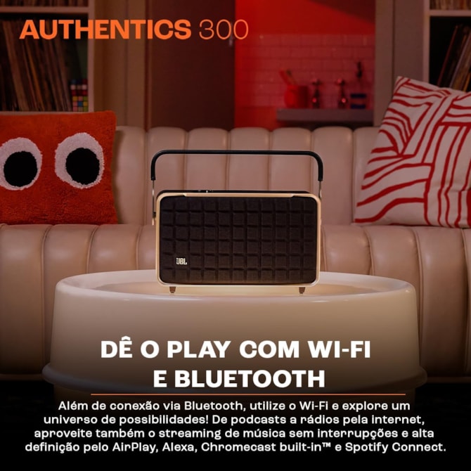 Speaker JBL Authentics 300 - Aux/USB Tipo C - Bluetooth - 100W - Preto-20573c67-c9f0-41ae-94e7-aa8912addbae