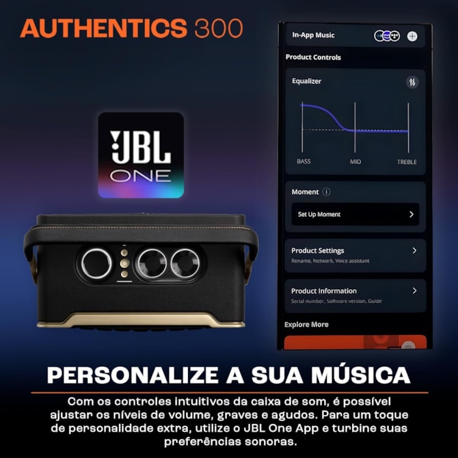 Speaker JBL Authentics 300 - Aux/USB Tipo C - Bluetooth - 100W - Preto-bf02119d-c575-41de-86d3-ff23b332dfb6