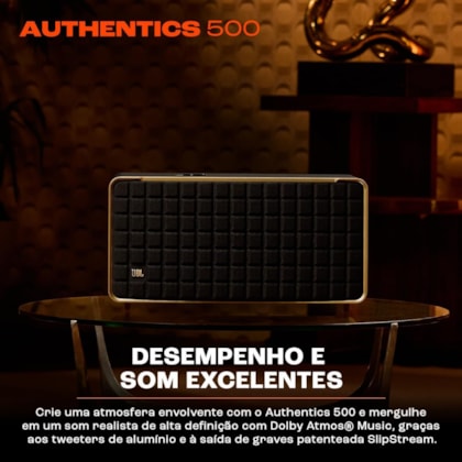 Speaker JBL Authentics 500 - Aux/USB Tipo C - Wi-Fi - Bluetooth - 270W - Preto