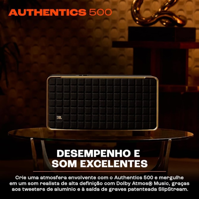 Speaker JBL Authentics 500 - Aux/USB Tipo C - Wi-Fi - Bluetooth - 270W - Preto-f8cbbf0c-0b58-48cf-9f9e-876ccced5a5c