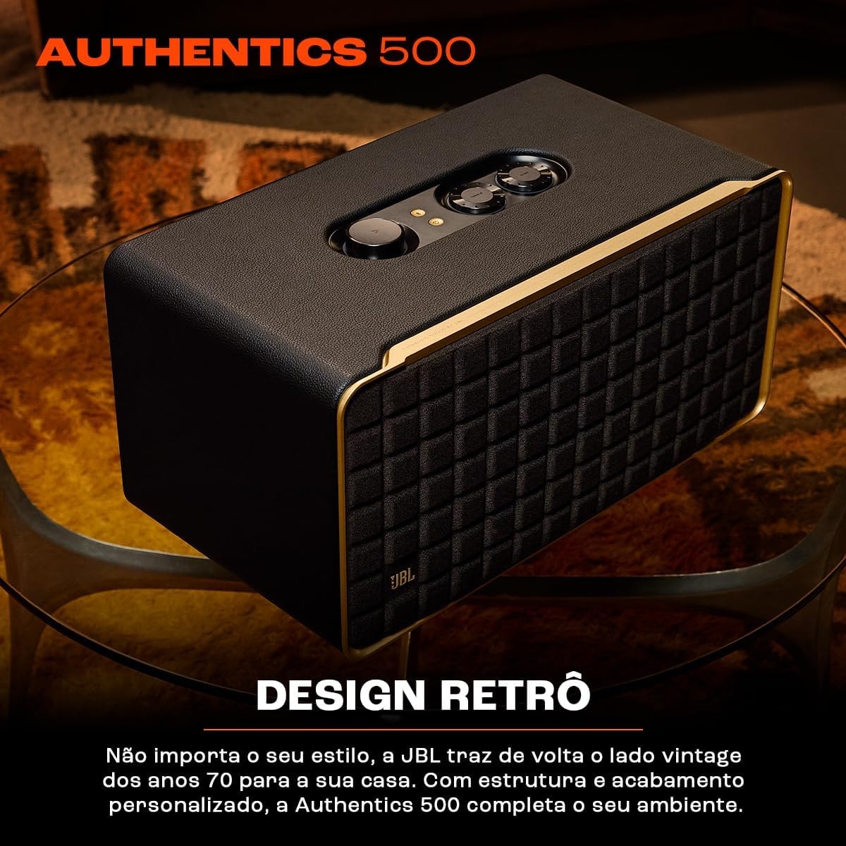 Speaker JBL Authentics 500 - Aux/USB Tipo C - Wi-Fi - Bluetooth