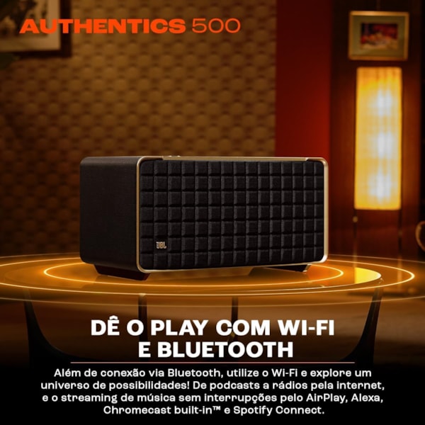 Speaker JBL Authentics 500 - Aux/USB Tipo C - Wi-Fi - Bluetooth - 270W - Preto-b3d2cad8-0709-406c-8e70-d3b90bc55914