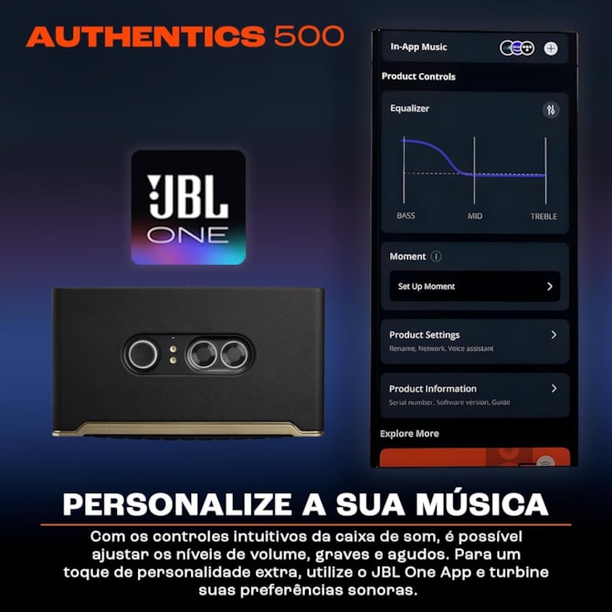 Speaker JBL Authentics 500 - Aux/USB Tipo C - Wi-Fi - Bluetooth - 270W - Preto-23461648-4cd8-4b4f-a721-96b97fe58b73