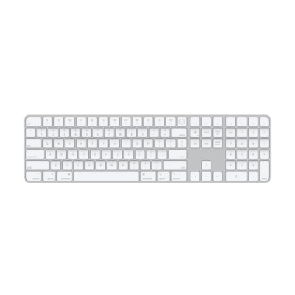 Teclado Sem Fio Apple Magic Keyboard With Numeric Keypad A1843 MXCJ3LL Inglês com Bluetooth - Branco/Prata