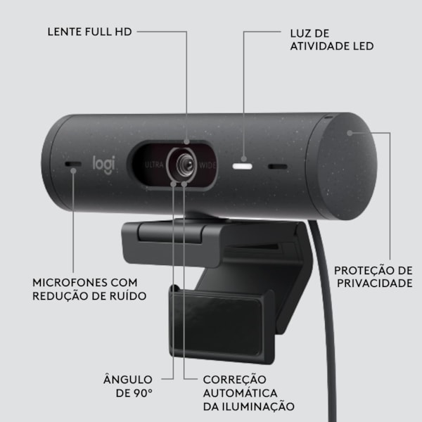 Webcam Logitech Brio 500 FHD 1080P HDR - Grafito-ccb3eca9-e0b8-4f4d-859e-5cb6816d9862