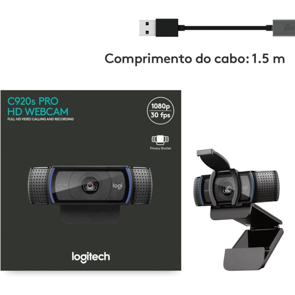 Webcam Logitech C920S Pro HD USB - Preto-c6e5d61a-a8c6-4941-90bb-5351d1136b84